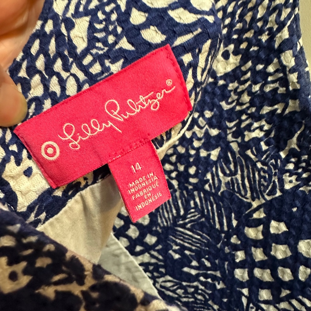 Lilly Pulitzer Blue and White Sheath Mini Dress